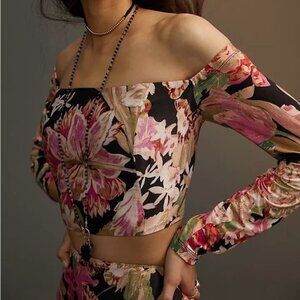 Anthropologie Floral Corset Crop Top